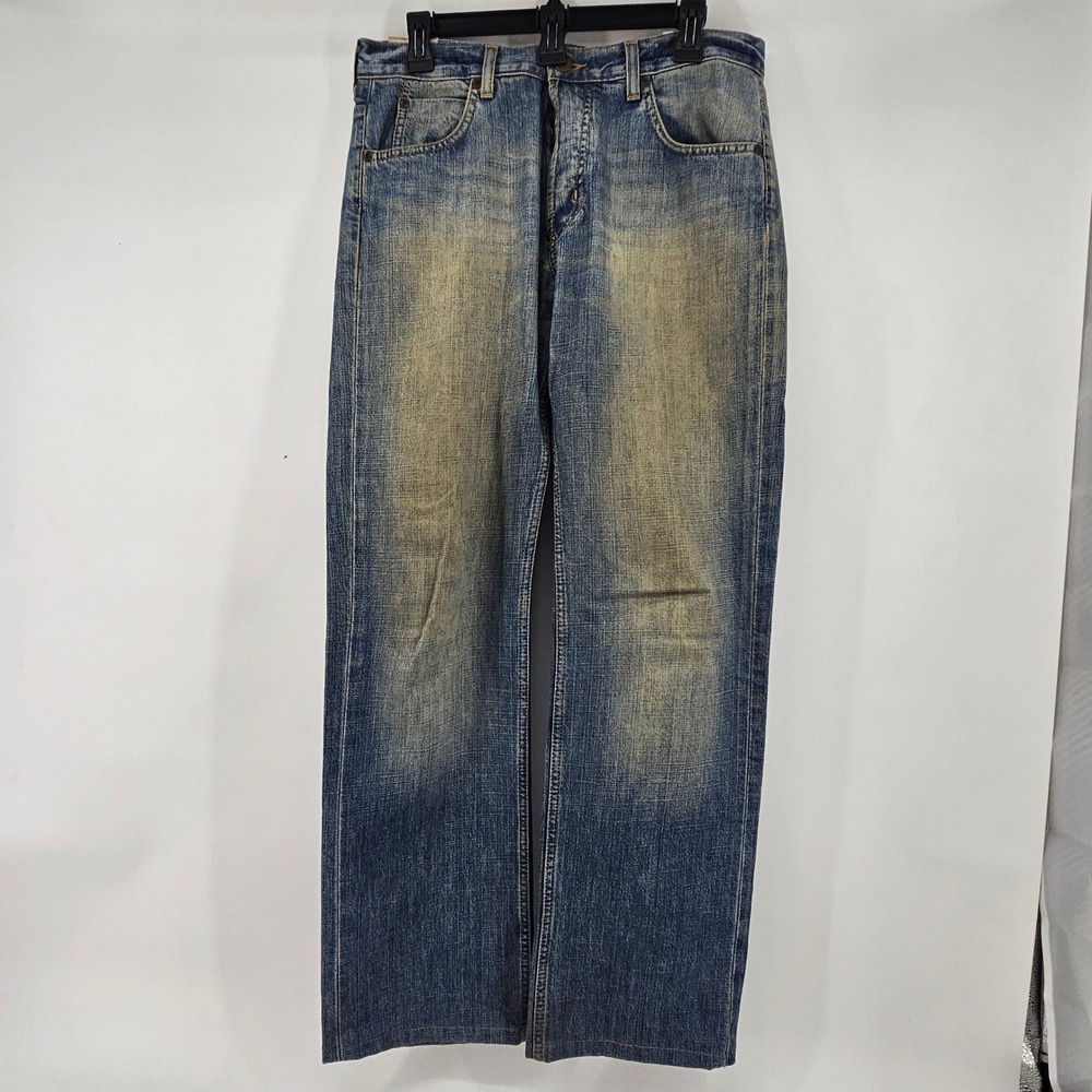 Y2K Lee‎ Seattle Mens Straight Leg Button Fly Jeans Washed Blue Size 33x32